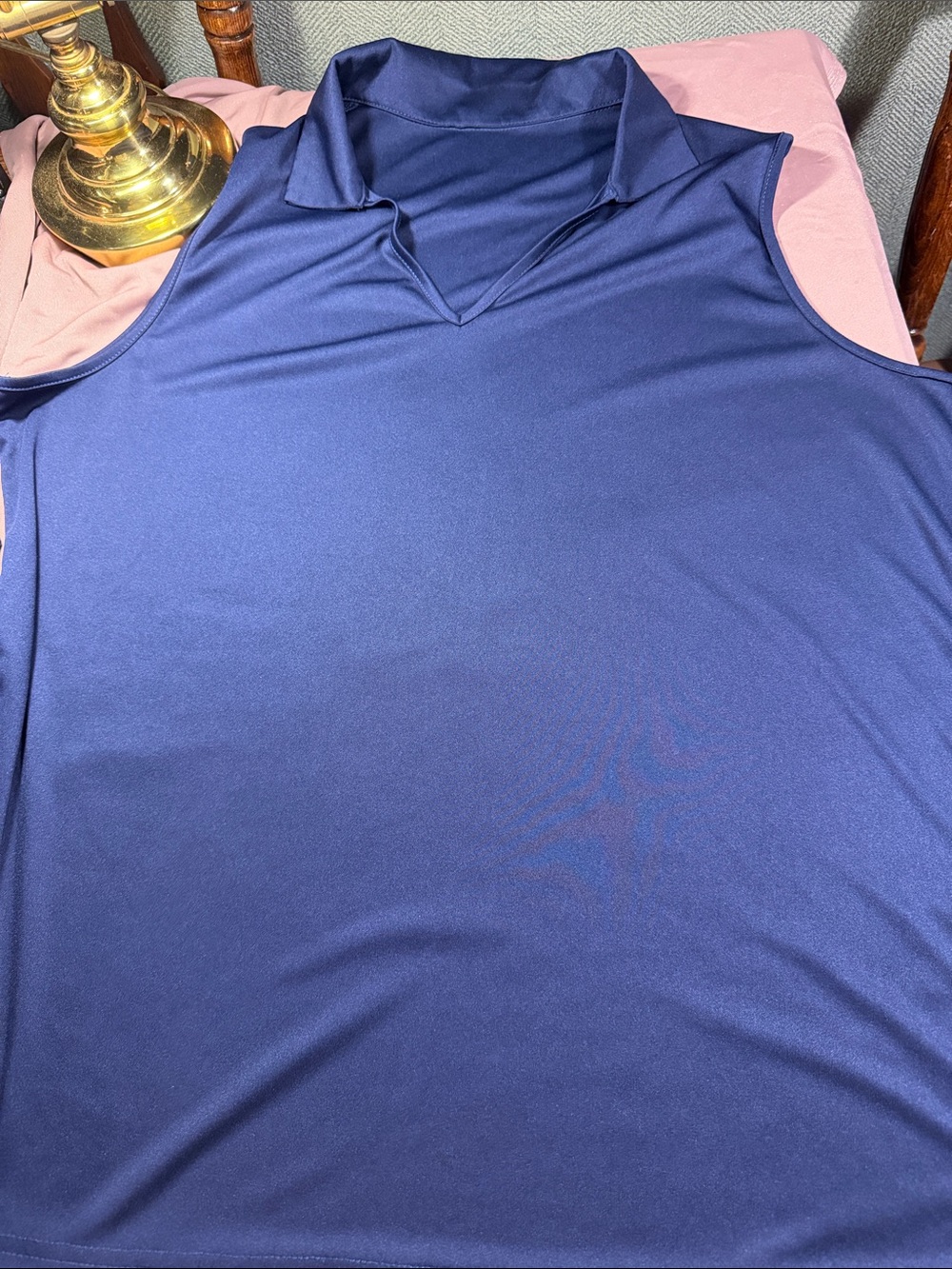 Women's Navy Cold-Shoulder Polo Top